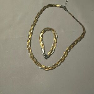 Braided Gold and Silver Necklace Set